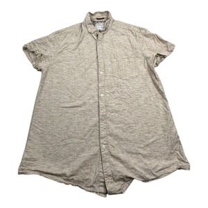 Denim & Flower Mens Beige Marled Short Sleeve Button Up‎ Shirt Size XL